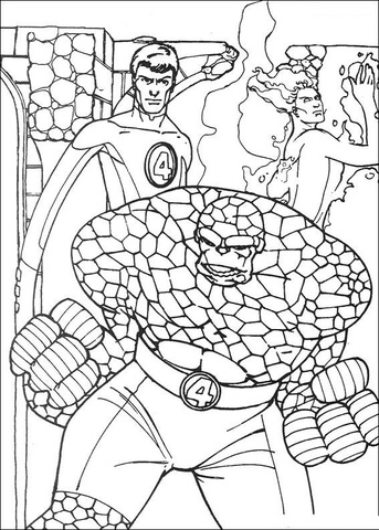 Mr Fantastic The Human Torch And The Thing  Coloring Page